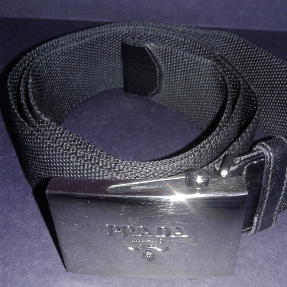 Prada chrome mens belt 105 upto 40 BLACK heart - Picture 2 of 3